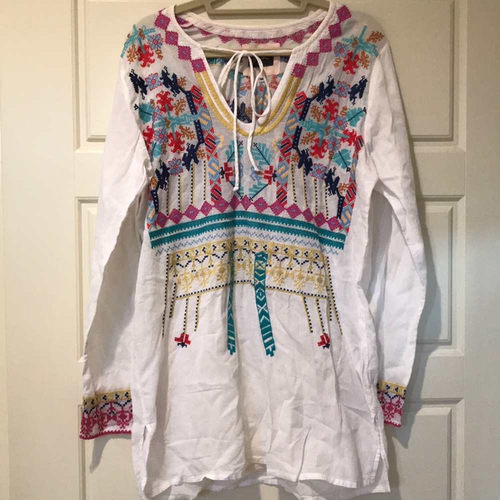 Tunic style embroidered top